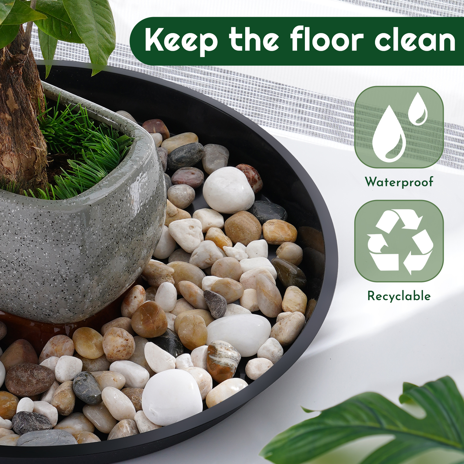 urorentea 6 Pack Plastic Plant Saucers, 16 inch Durable Plant Pot Trays, Plastic Large Flower Plant Pot Saucers Drip Tray for Indoors Outdoors