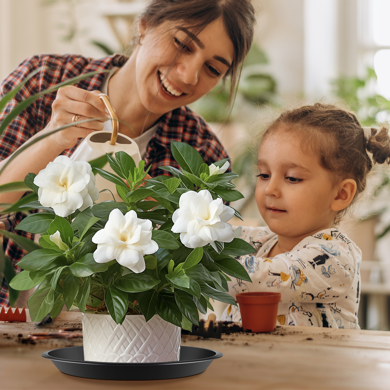 urorentea 6 Pack Plastic Plant Saucers, 16 inch Durable Plant Pot Trays, Plastic Large Flower Plant Pot Saucers Drip Tray for Indoors Outdoors