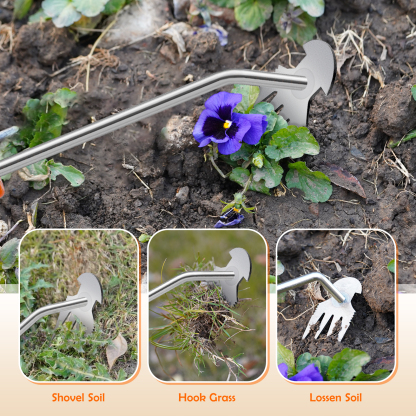 urorentea 3 Pack Weed Puller Tool Set, Rubber Hand Weeder Tool, Uprooting Weeding Tools, Crack Weeder Crevice, 4 Teeth Weeding Tool, Weeding Artifact Tool for Gardening