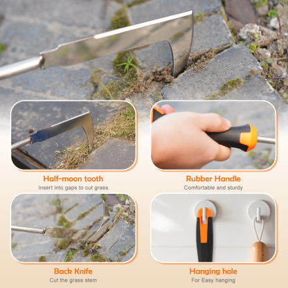 urorentea 3 Pack Weed Puller Tool Set, Rubber Hand Weeder Tool, Uprooting Weeding Tools, Crack Weeder Crevice, 4 Teeth Weeding Tool, Weeding Artifact Tool for Gardening
