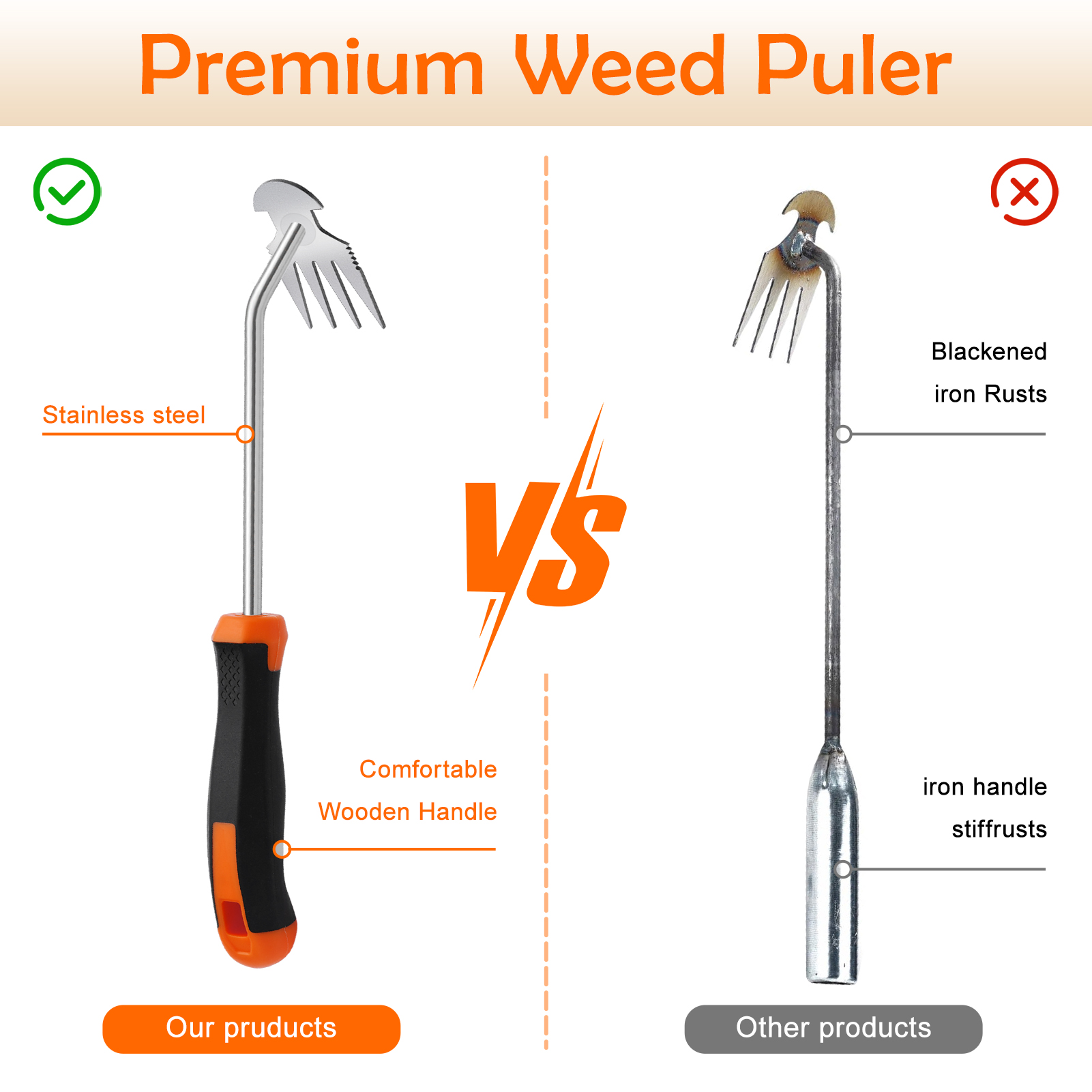 urorentea 3 Pack Weed Puller Tool Set, Rubber Hand Weeder Tool, Uprooting Weeding Tools, Crack Weeder Crevice, 4 Teeth Weeding Tool, Weeding Artifact Tool for Gardening