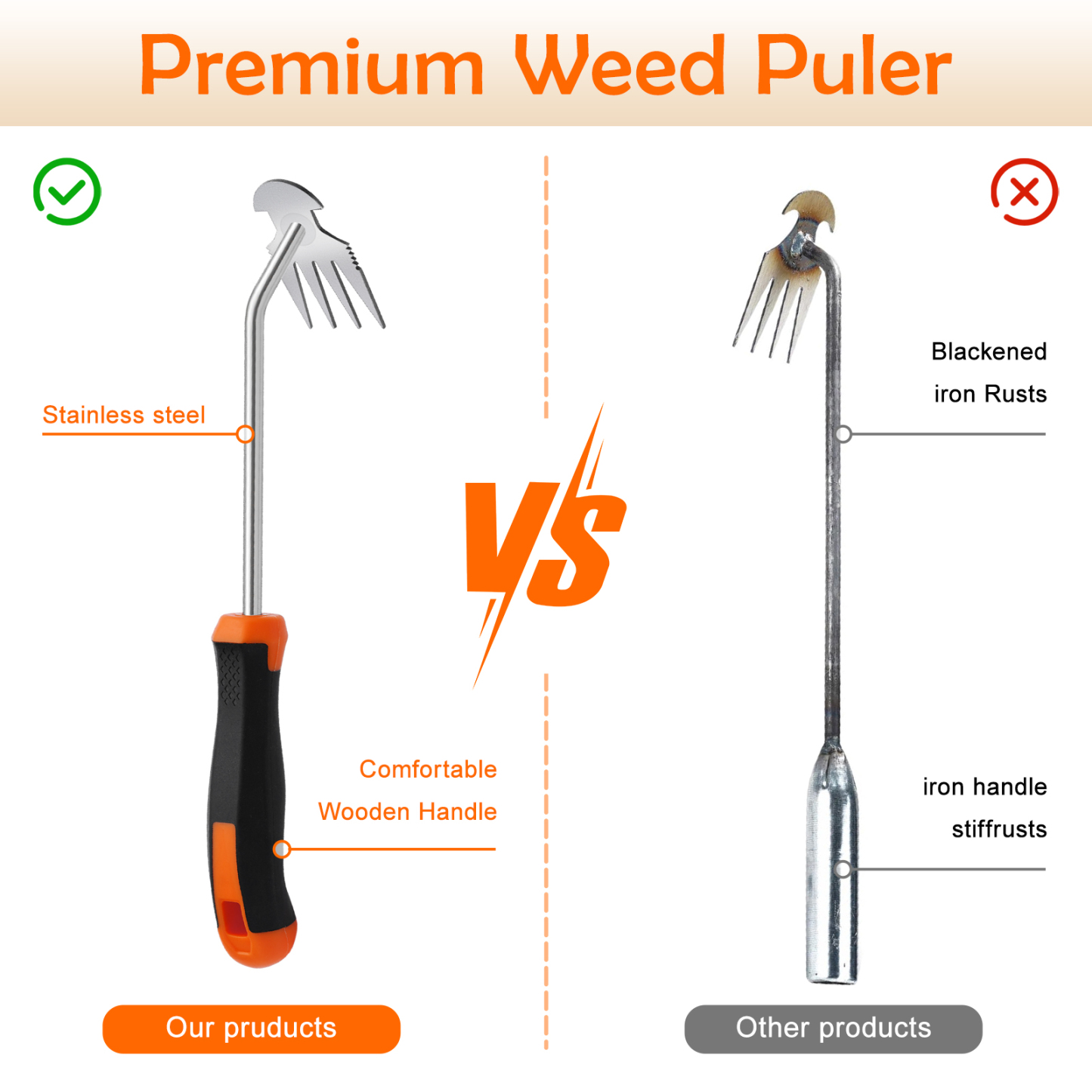 urorentea 3 Pack Weed Puller Tool Set, Rubber Hand Weeder Tool, Uprooting Weeding Tools, Crack Weeder Crevice, 4 Teeth Weeding Tool, Weeding Artifact Tool for Gardening