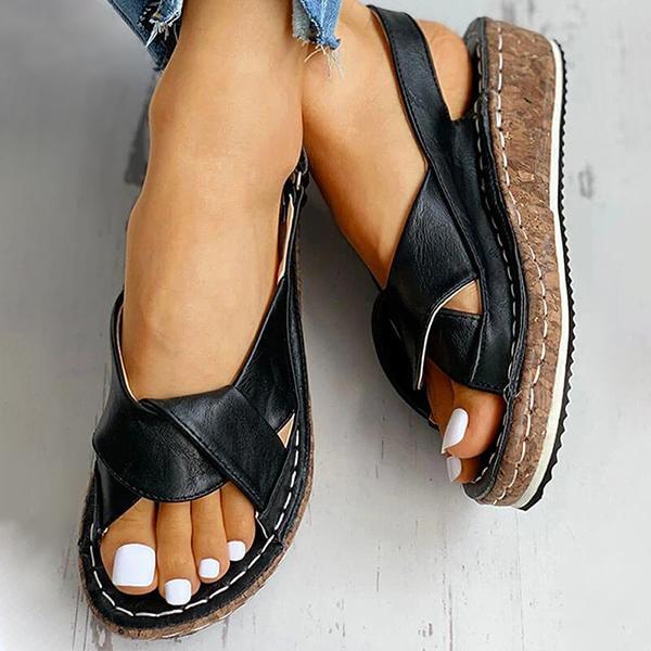 Cross Strap Platform Sandals – Lightweight Comfort Walking Sandals