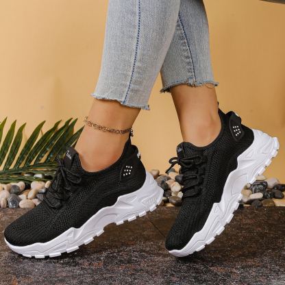 Knit Walking Sneakers – Breathable Lightweight Lace-Up Shoes