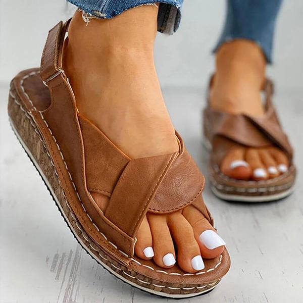 Cross Strap Platform Sandals – Lightweight Comfort Walking Sandals