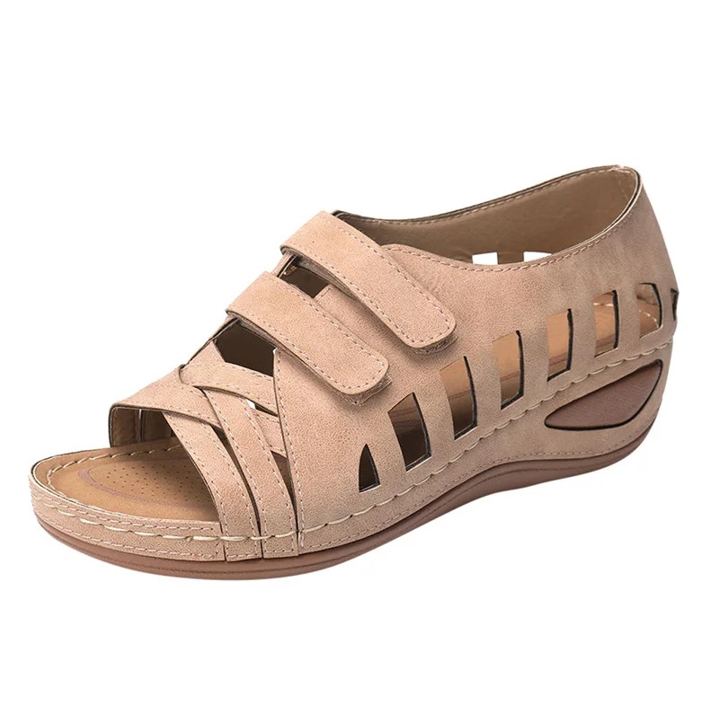 Women Summer Casual Leather Sandals Soft Sole Daily Walking Shoes