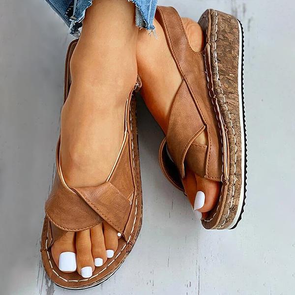 Cross Strap Platform Sandals – Lightweight Comfort Walking Sandals