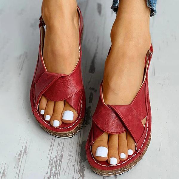 Cross Strap Platform Sandals – Lightweight Comfort Walking Sandals