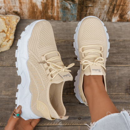 Knit Walking Sneakers – Breathable Lightweight Lace-Up Shoes