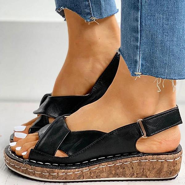 Cross Strap Platform Sandals – Lightweight Comfort Walking Sandals