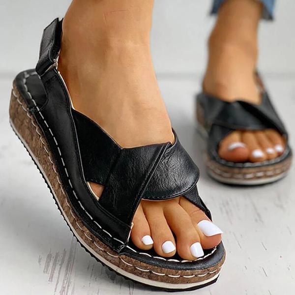 Cross Strap Platform Sandals – Lightweight Comfort Walking Sandals