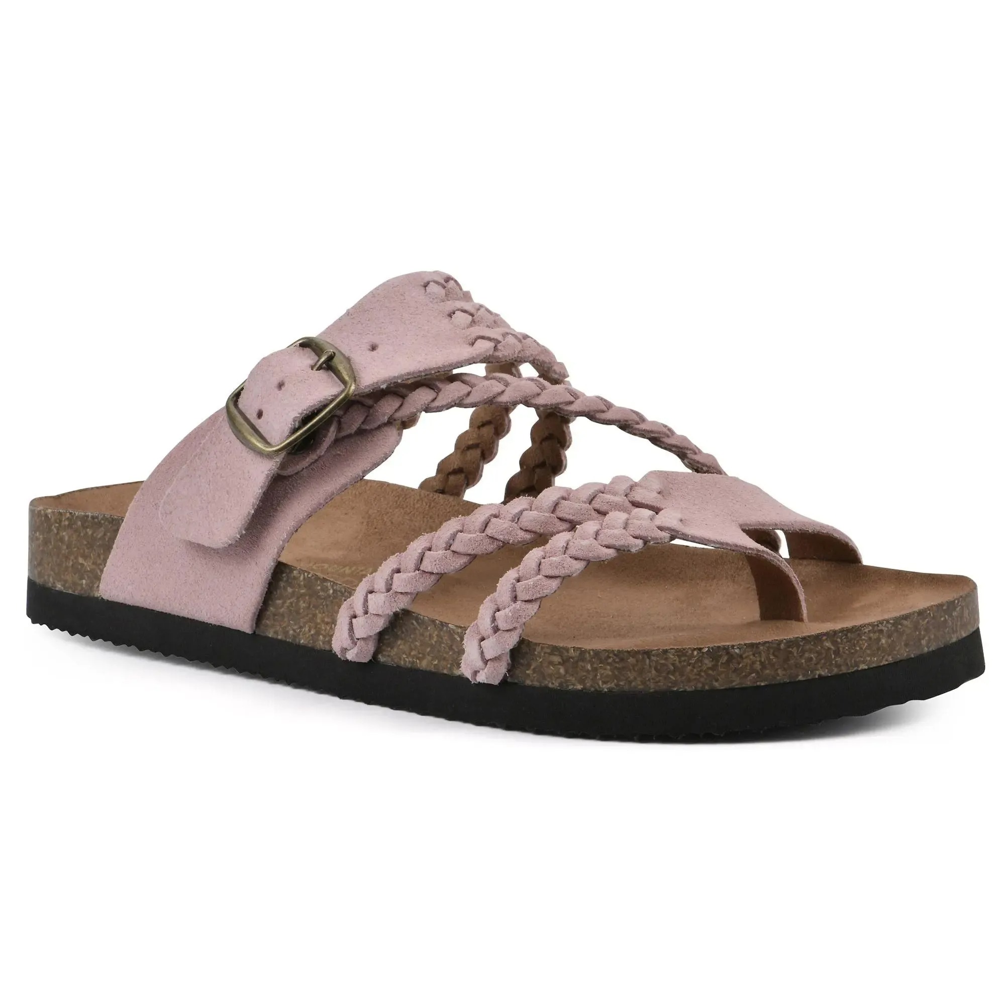 Braided Buckle Footbed Sandals – Comfortable Flat Slide Sandals