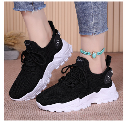 Knit Walking Sneakers – Breathable Lightweight Lace-Up Shoes