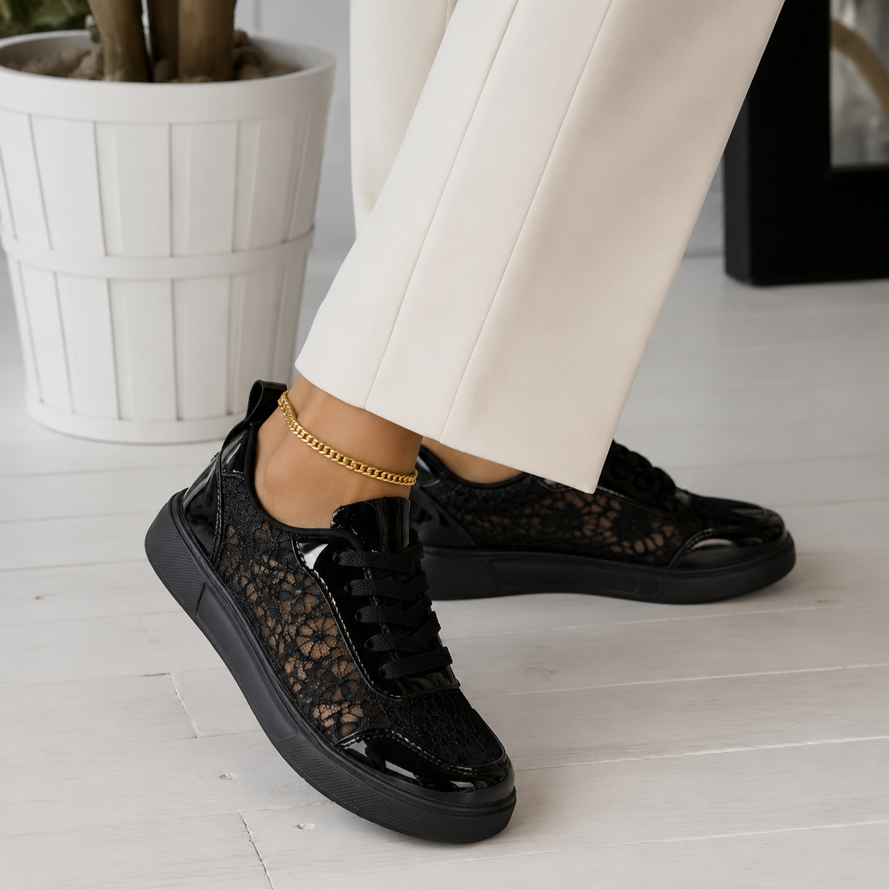 Elegant Floral Lace Orthopedic Sneakers - Breathable Mesh Walking Shoes for Foot Pain Relief
