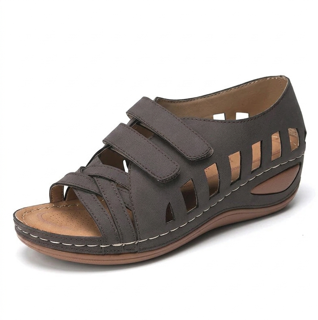 Women Summer Casual Leather Sandals Soft Sole Daily Walking Shoes