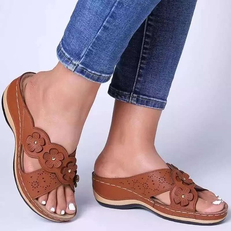 Womens Arch Support Floral Sandals Vintage Wedge Sandals