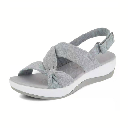 Knot Slingback Wedge Sandals – Soft Fabric Comfort Sandals