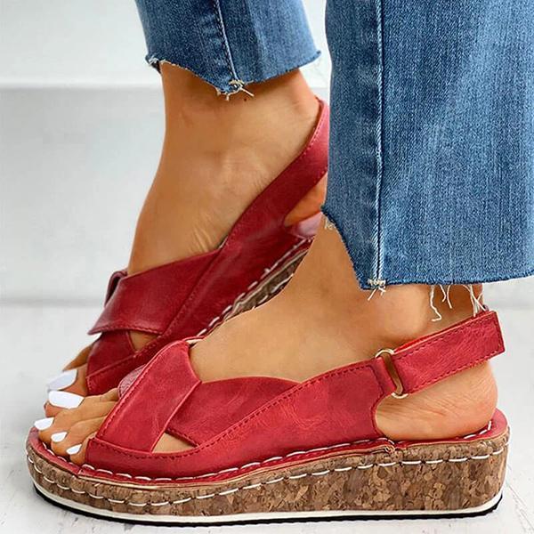 Cross Strap Platform Sandals – Lightweight Comfort Walking Sandals