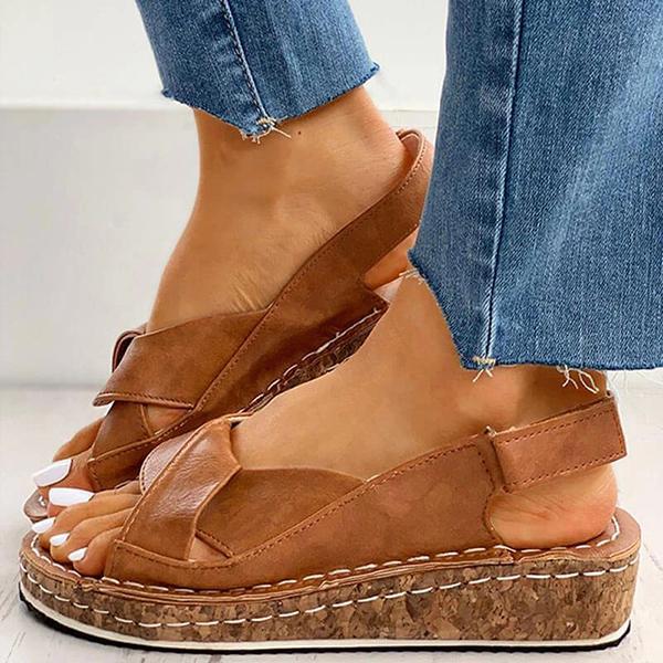 Cross Strap Platform Sandals – Lightweight Comfort Walking Sandals