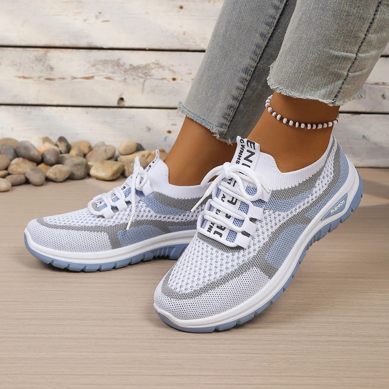 Zoolaia™ Breathable Colorblock Knit Walking Shoes - Orthopedic Cushioned Sneakers for Foot Pain Relief