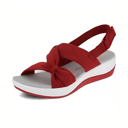 Knot Slingback Wedge Sandals – Soft Fabric Comfort Sandals