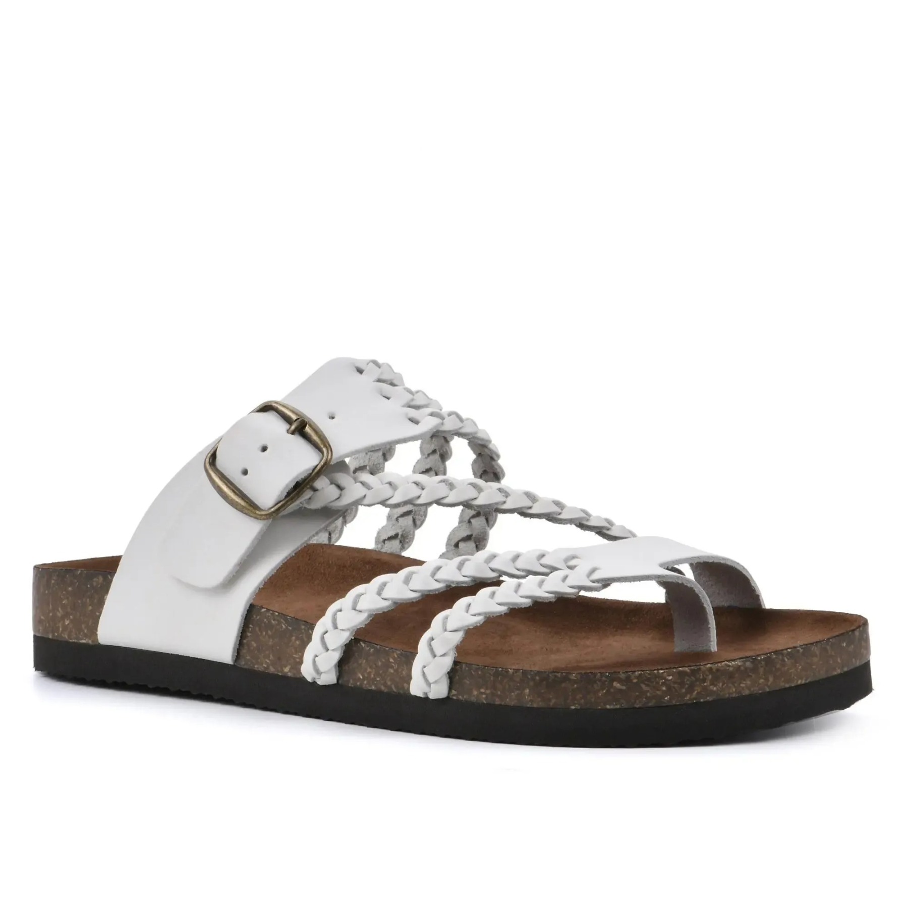 Braided Buckle Footbed Sandals – Comfortable Flat Slide Sandals