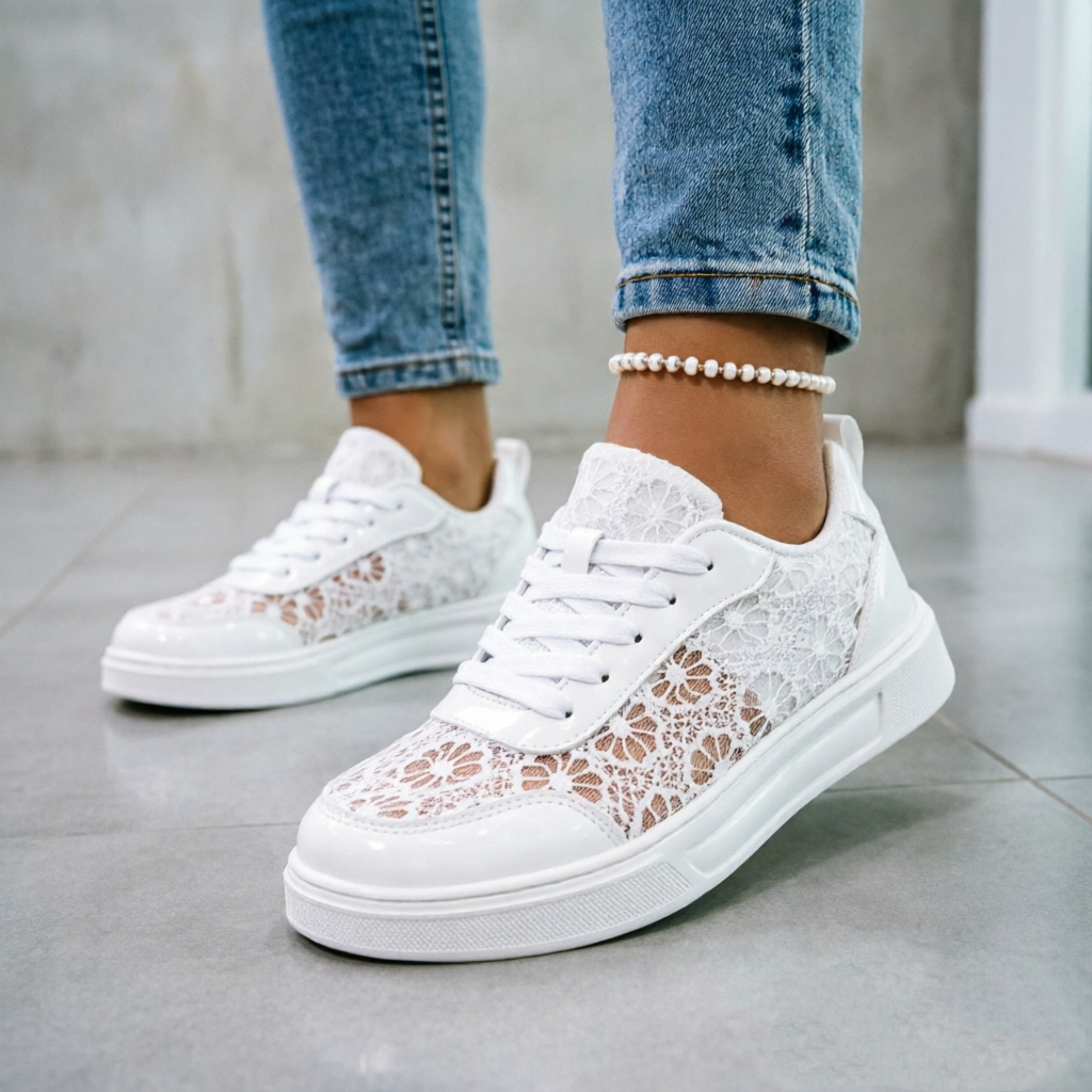 Elegant Floral Lace Orthopedic Sneakers - Breathable Mesh Walking Shoes for Foot Pain Relief