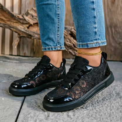 Elegant Floral Lace Orthopedic Sneakers - Breathable Mesh Walking Shoes for Foot Pain Relief