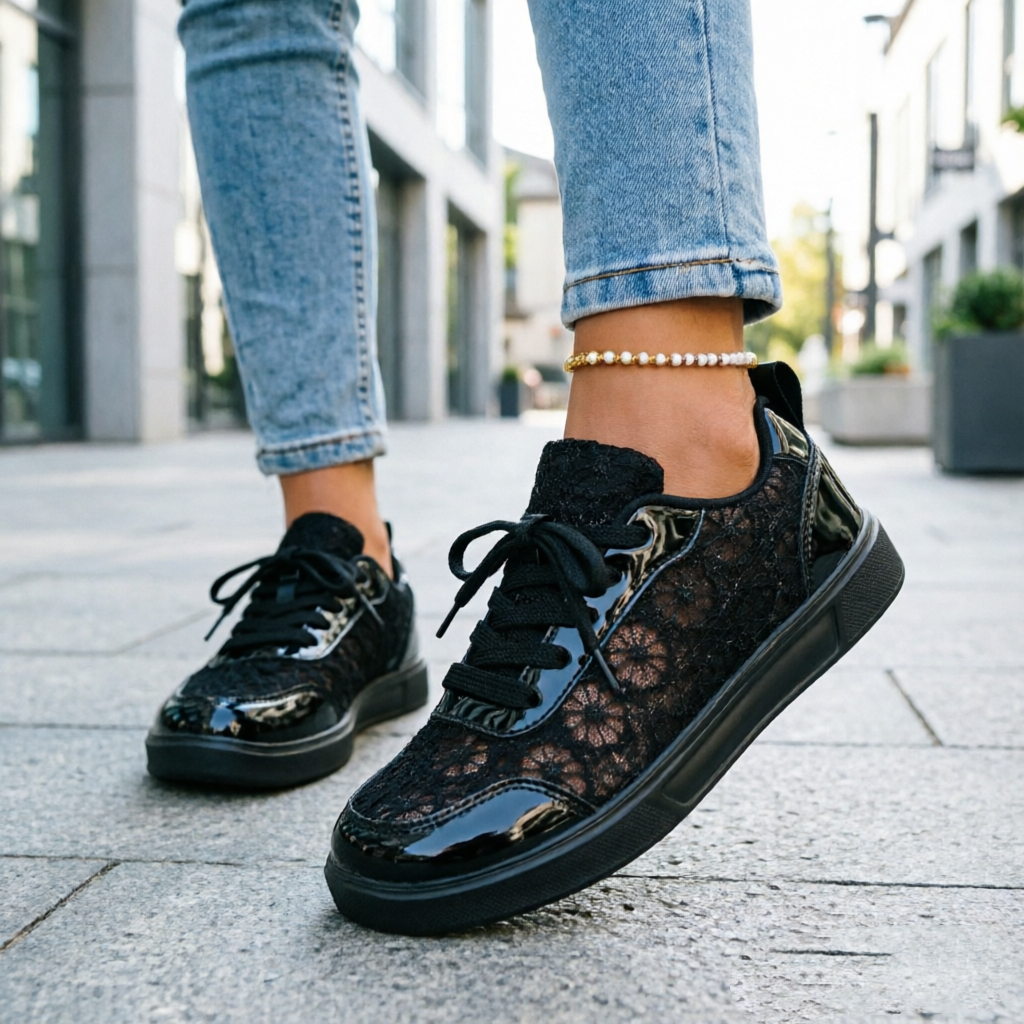 Elegant Floral Lace Orthopedic Sneakers - Breathable Mesh Walking Shoes for Foot Pain Relief
