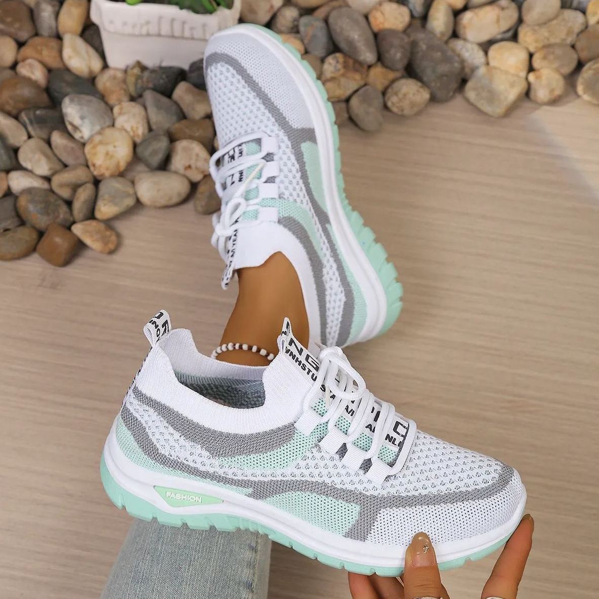 Zoolaia™ Breathable Colorblock Knit Walking Shoes - Orthopedic Cushioned Sneakers for Foot Pain Relief