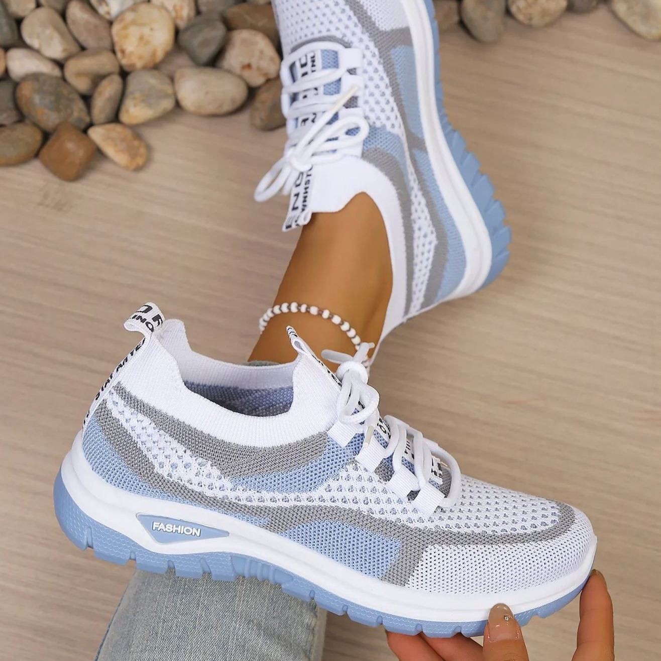 Zoolaia™ Breathable Colorblock Knit Walking Shoes - Orthopedic Cushioned Sneakers for Foot Pain Relief