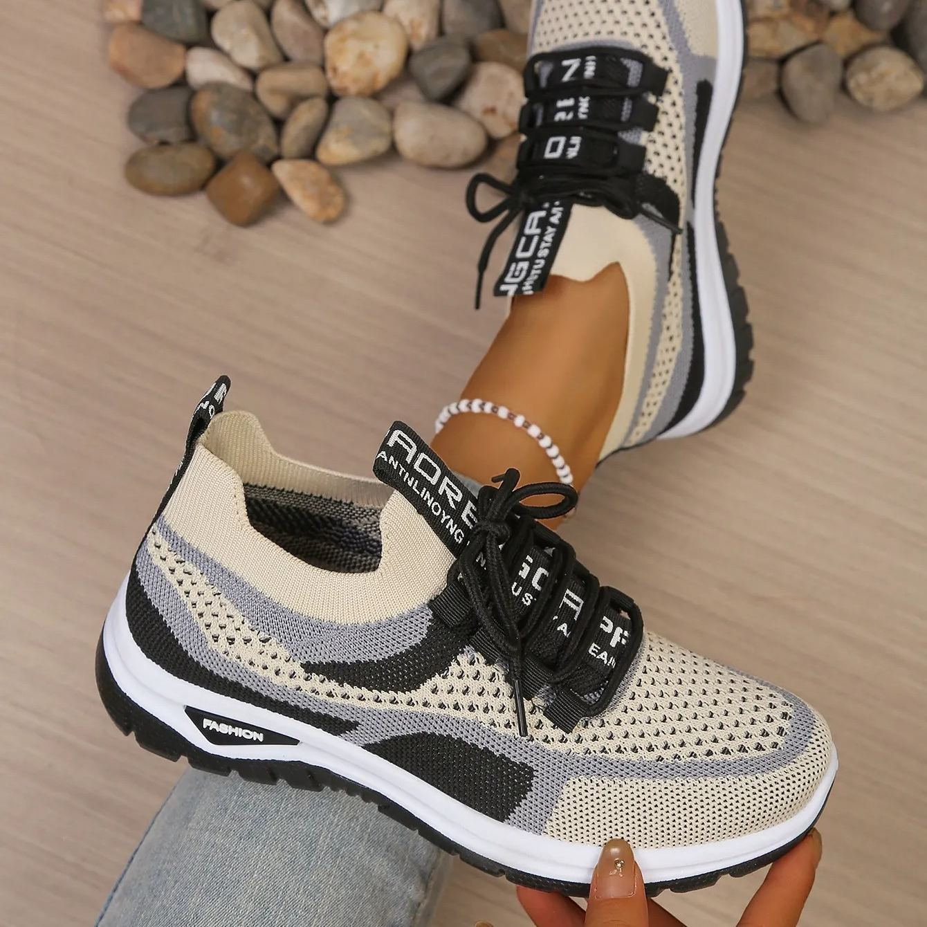 Zoolaia™ Breathable Colorblock Knit Walking Shoes - Orthopedic Cushioned Sneakers for Foot Pain Relief