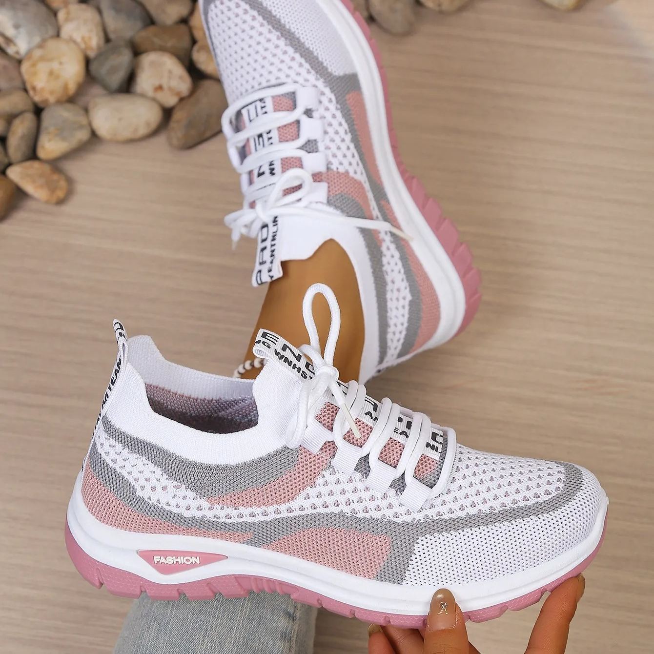 Zoolaia™ Breathable Colorblock Knit Walking Shoes - Orthopedic Cushioned Sneakers for Foot Pain Relief