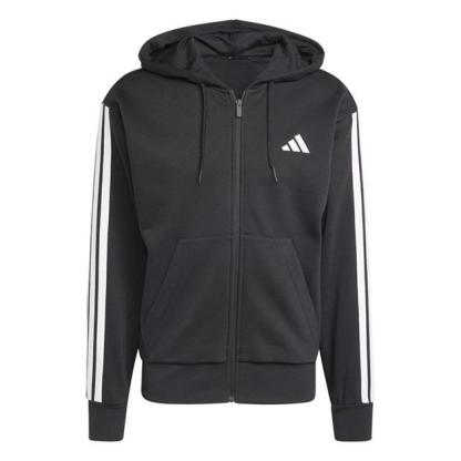 Mens Essentials Fleece 3-Stripes Full-Zip Hoodie