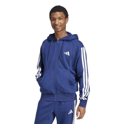 Mens Essentials Fleece 3-Stripes Full-Zip Hoodie