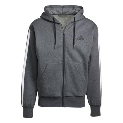 Mens Essentials Fleece 3-Stripes Full-Zip Hoodie