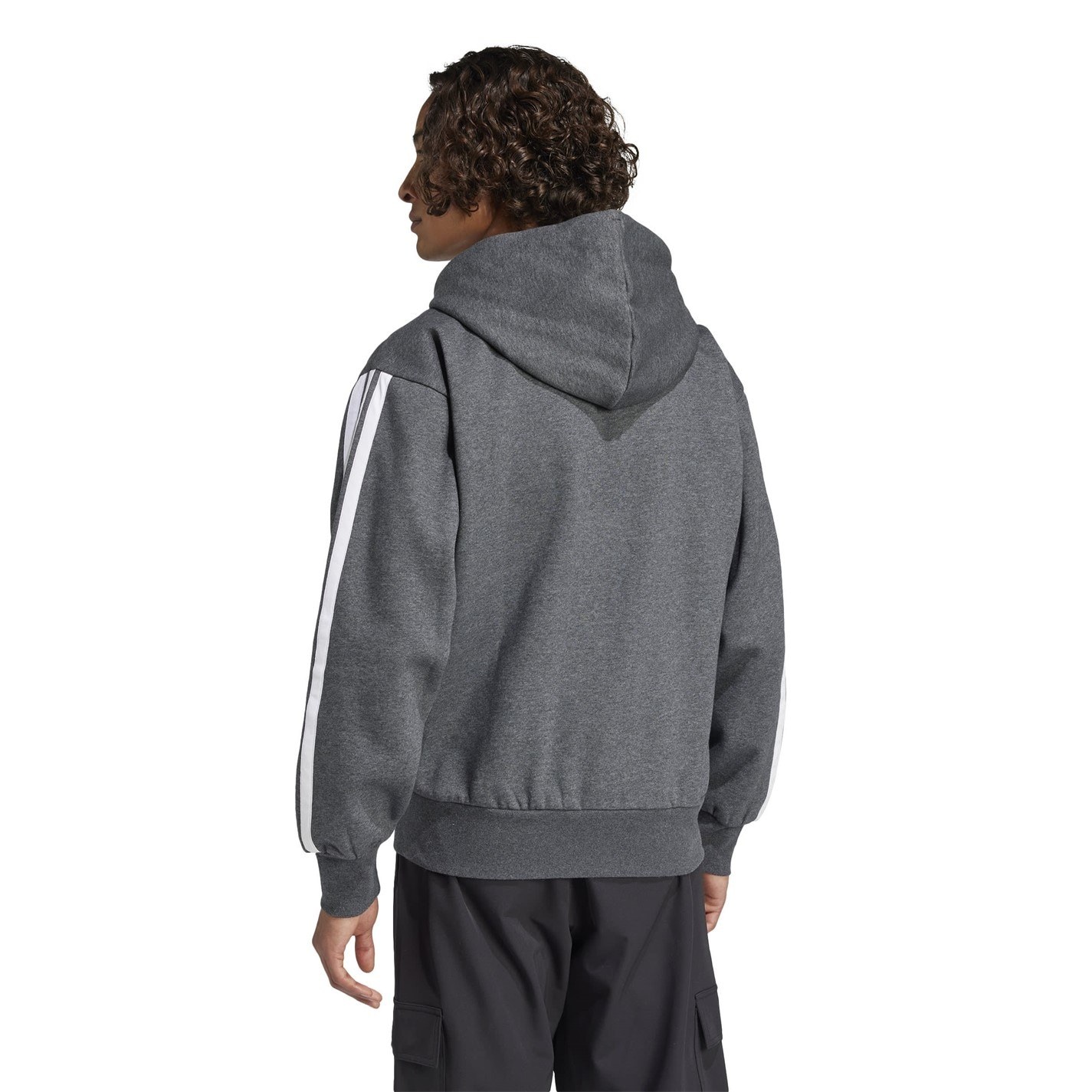 Mens Essentials Fleece 3-Stripes Full-Zip Hoodie