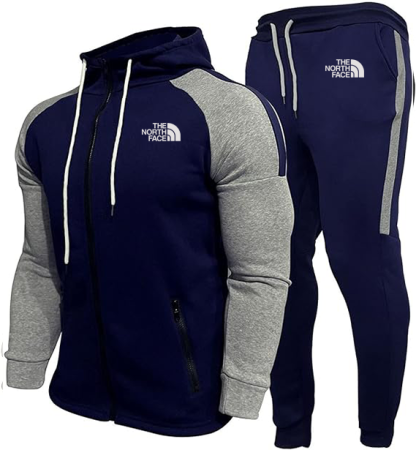 Conjunto de sudadera con capucha y pantalones deportivos con cremallera completa para hombre