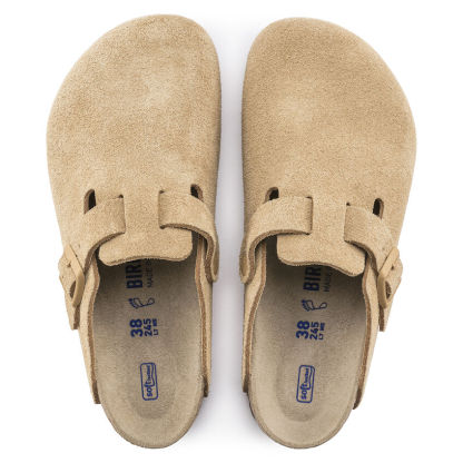 Birketthhnstock Boston Soft Footbed Suede Leather Latte Cream