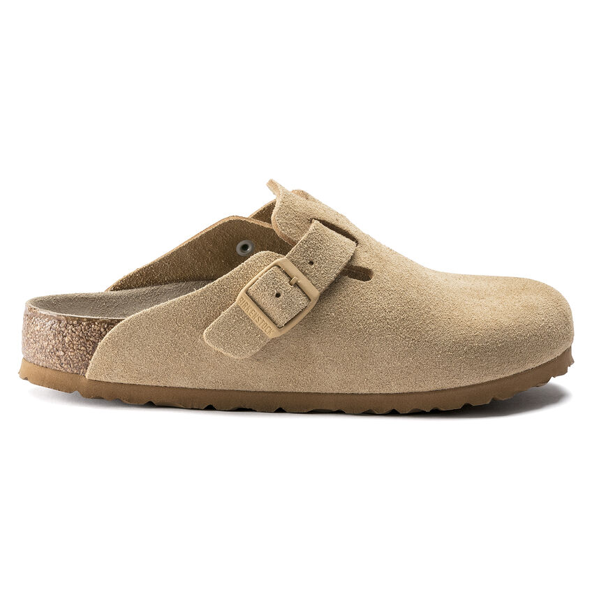 Birketthhnstock Boston Soft Footbed Suede Leather Latte Cream