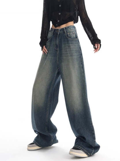 New American Retro Washed Jeans For Women
