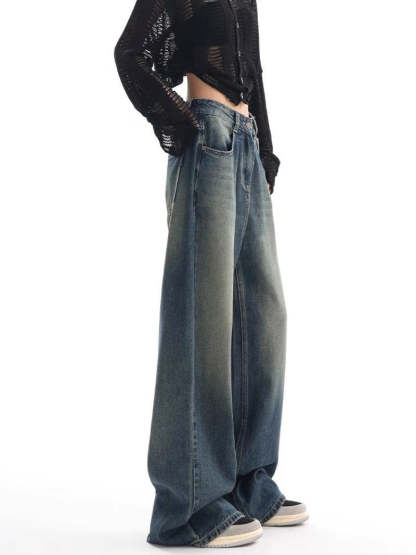 New American Retro Washed Jeans For Women