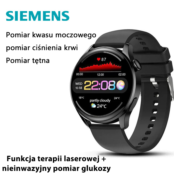 🔥 Ogromne obniżki cen na najgorętsze produkty 🔥Zegarek do pomiaru poziomu glukozy we krwi firmy Siemens może monitorować tętno, ciśnienie krwi i poziom cukru we krwi