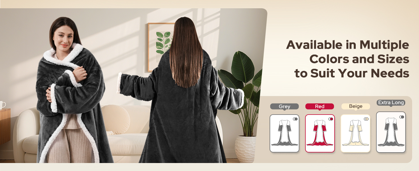 Wearable Heated Blanket with Foot Pocket