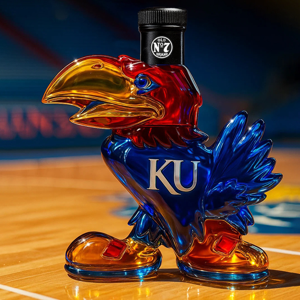 The Coronation: KU Champion Jayhawk Commemorative Decanter ✨Whiskey Bottle