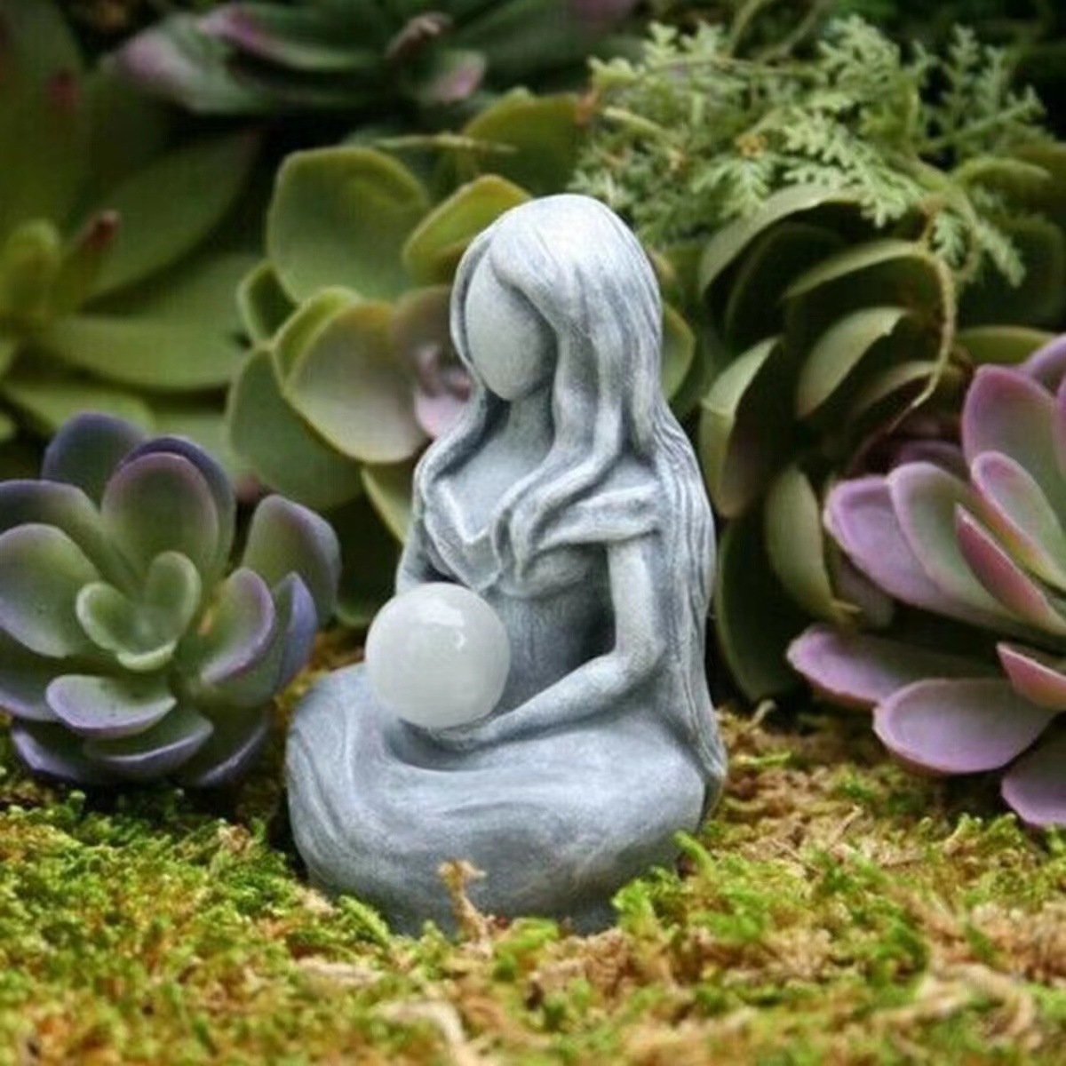Moonlit Pregnant Mother Glowing Resin Statue ✨ Maternal Love Themed Luminous Decor ✨ Nursery Room Desktop Art Figurine