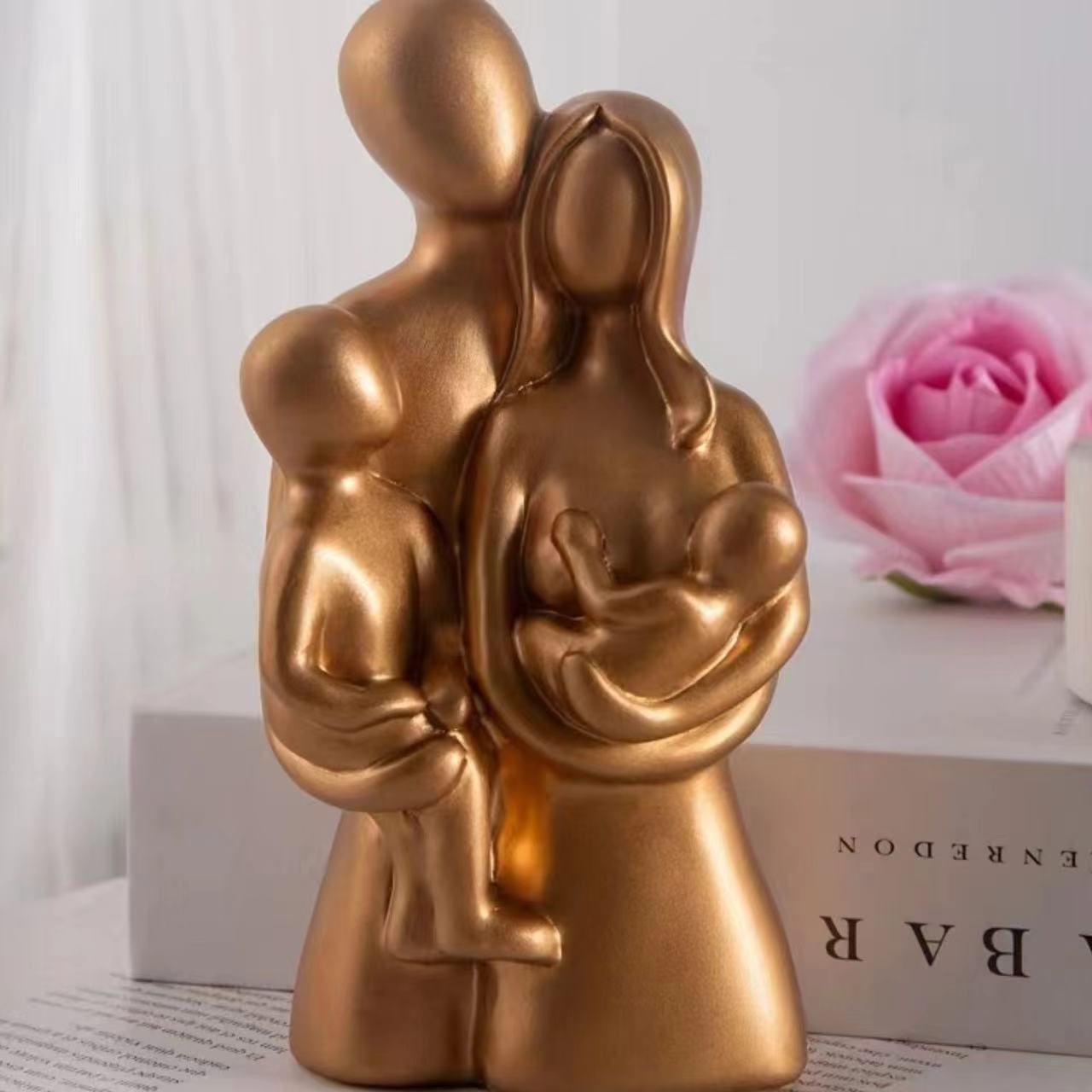 Warm Family of Four Abstract Ornament ✨ Family ✨ Themed Decor for Living Room Shelves