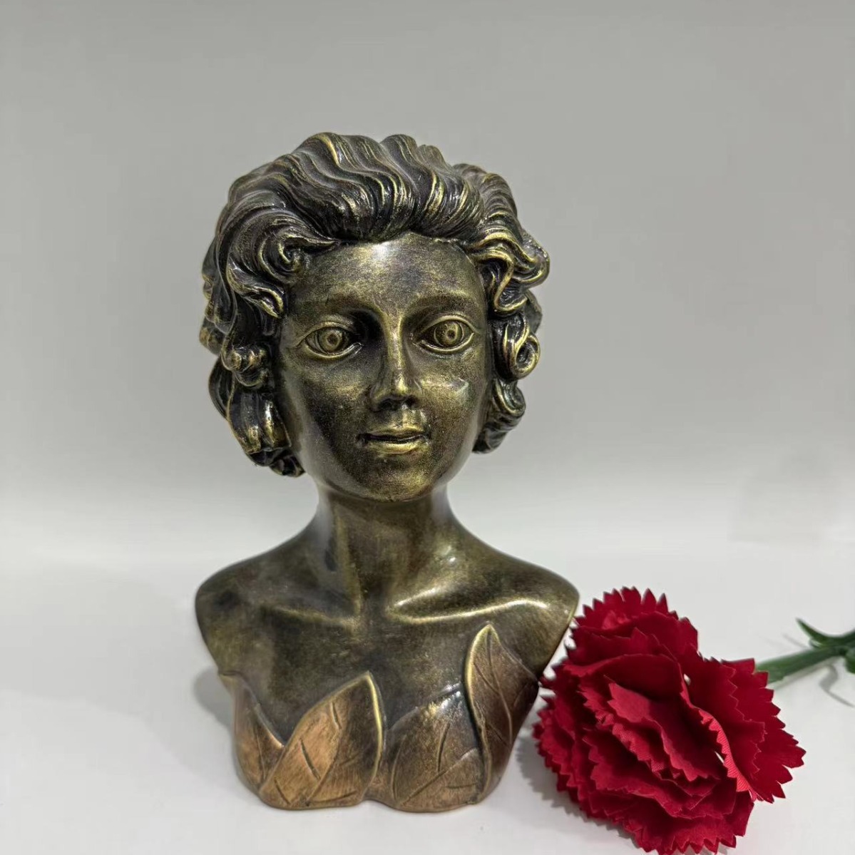 Vintage Bronze Human Head Sculpture Planter ✨ Floral Arrangement Decor for Home