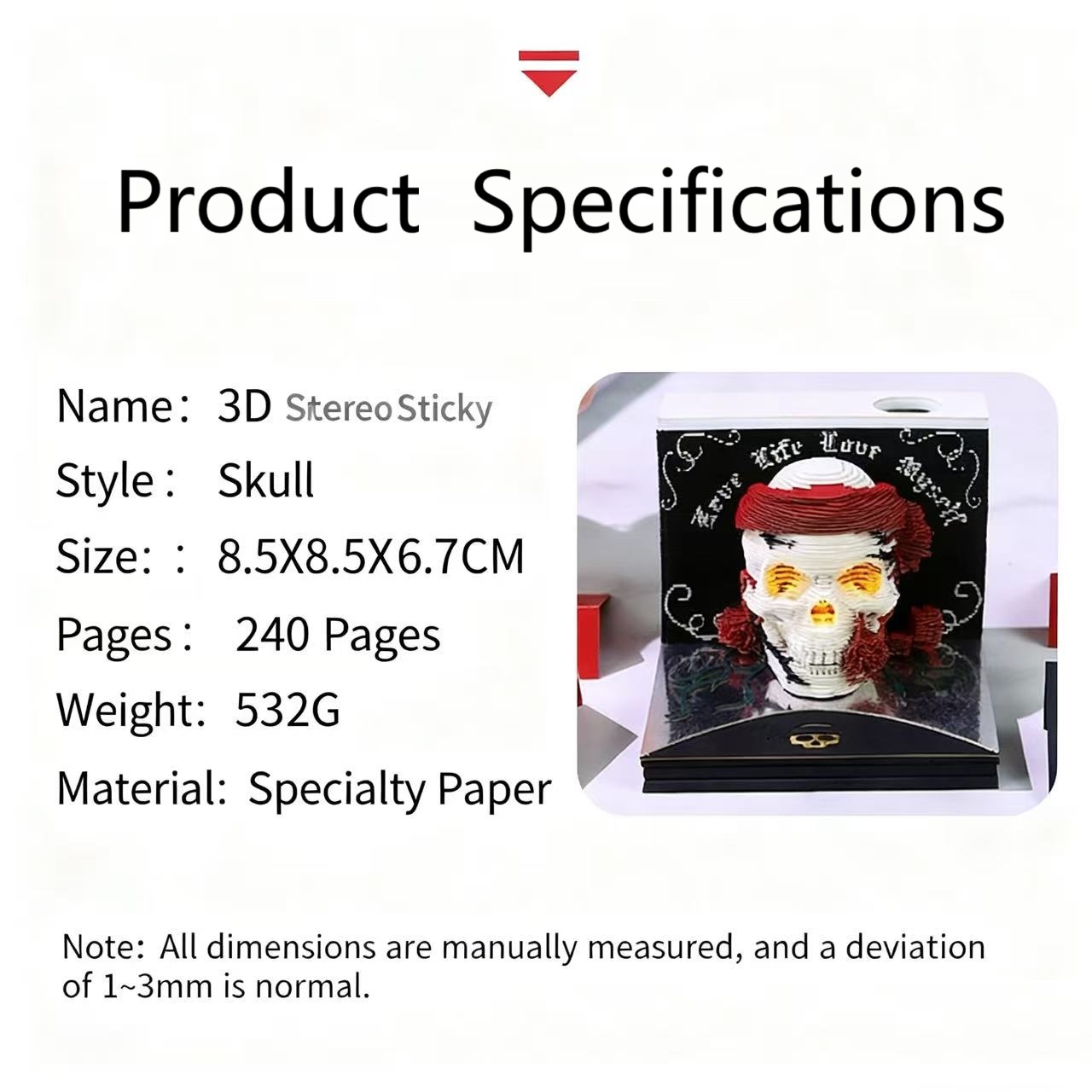 Skull✨LED✨Souvenir✨Calendar✨3D Notepad✨Desktop Decoration✨Cultural and Creative Souvenirs