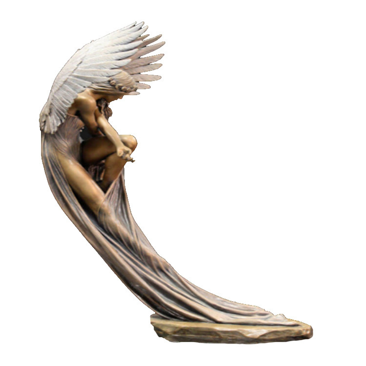 Greek Winged Goddess Sculpture - Classical Art Meditative Angel Decor for Serene Living Room & Entryway